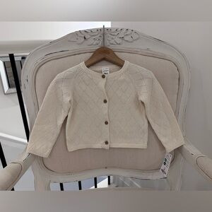 🦢 18 Mth Carters Ivory~Cream Pattern Knit Button-Front Cotton Baby Cardigan NWT